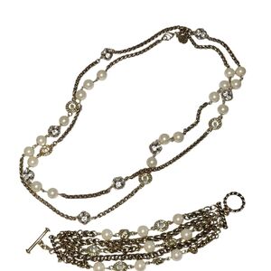 Bella & Jack Gold and Pearl Necklace and Bracelet Set